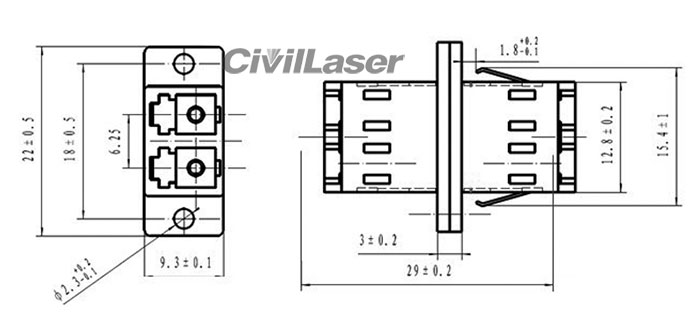 Multimode Double Core Plastic Beige LC Fiber Optic Adapter